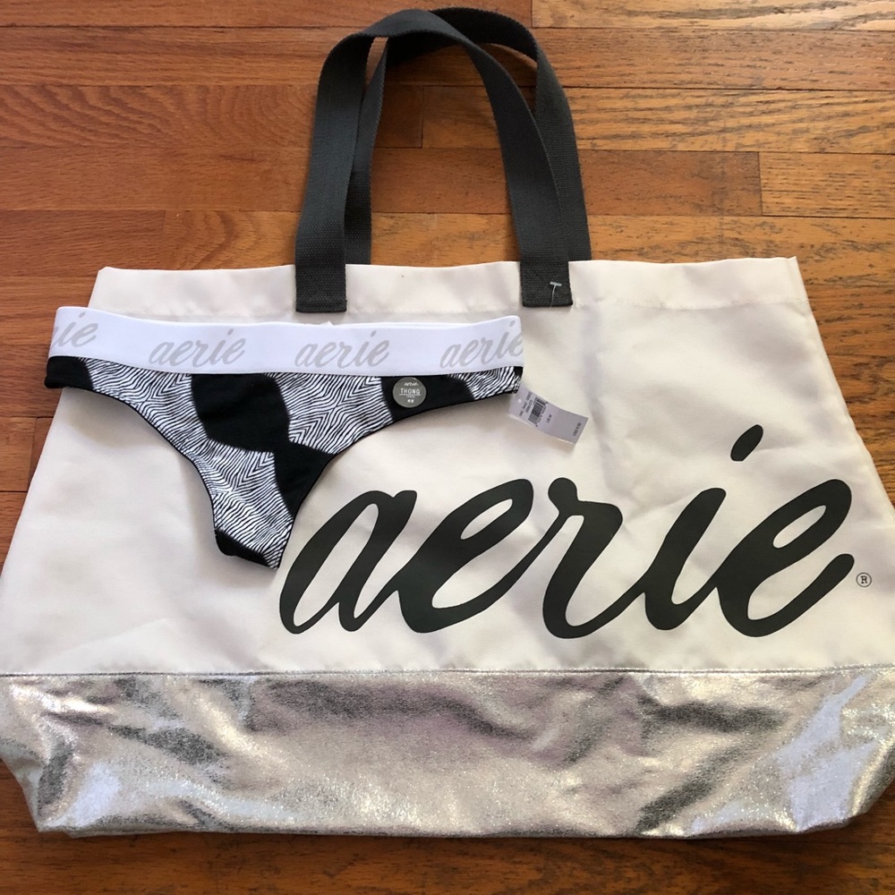 Aerie thong and bag bundle